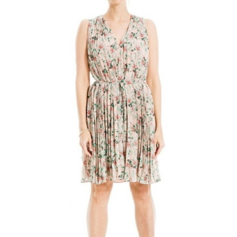 Max Studios Natural Pleated Self Tie Dress